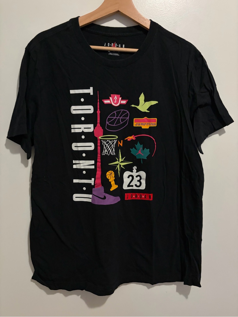 Air Jordan Toronto Men’s Black Graphic Short-Sleeve T-Shirt - Large